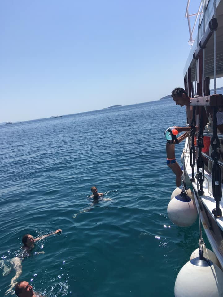 Family swimming